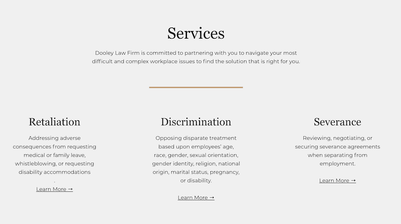 Dooley Law Firm services section