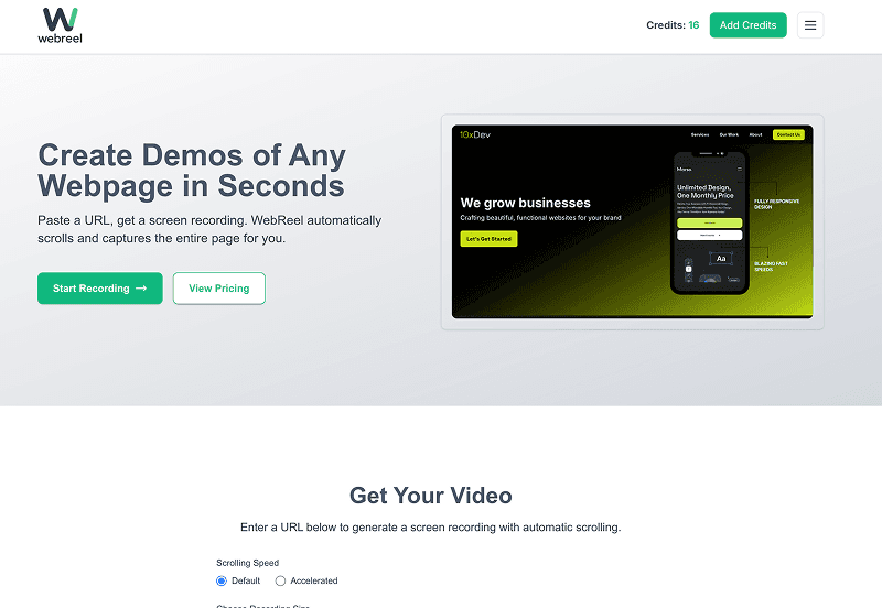 WebReel Dashboard