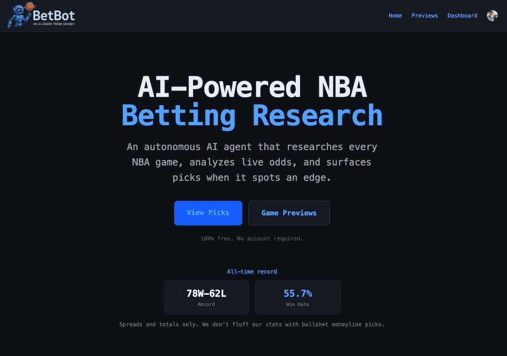 BetBot Dashboard - Picks View